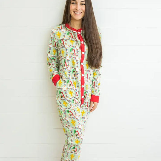 Adult Faux Flap Christmas Jammies - Oh Holy Night