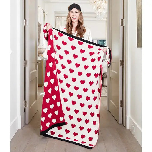 Cozy Blanket - Ivory + Peony Heart