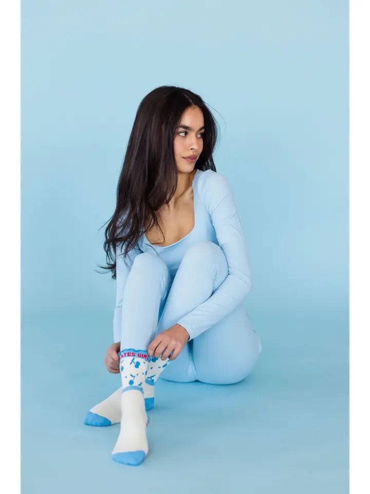Pilates Cherry Ruffle Crew Grip Sock