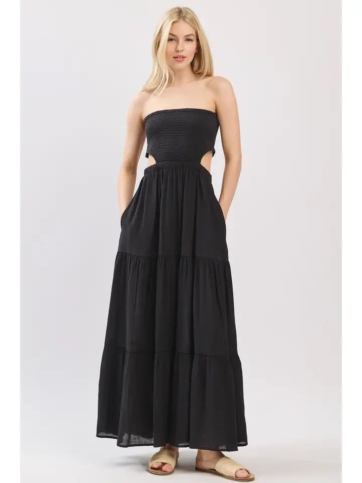Smocked Tube Top Waist Elastic Tiered Maxi Dress – olive+ella