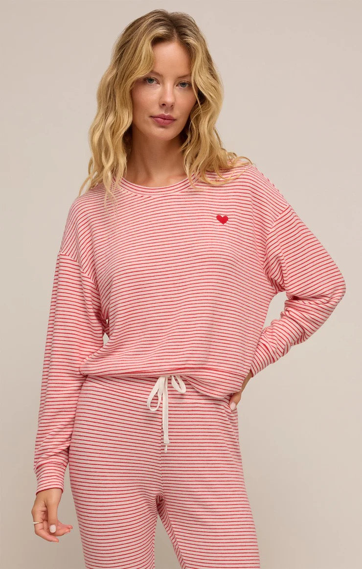 BISOUS STRIPE LONG SLEEVE TOP