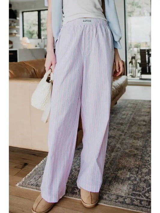 Light Pink and Blue Striped Soft Boxer Pants