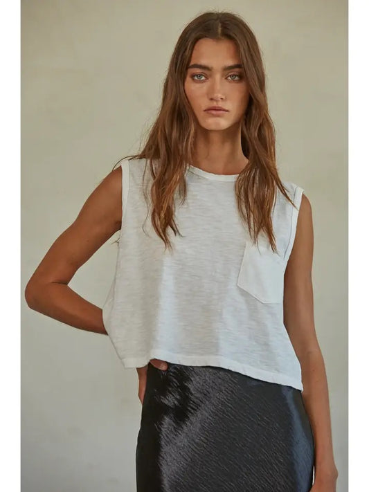 Knit Cotton Jersey Garment Washed Crop Tee