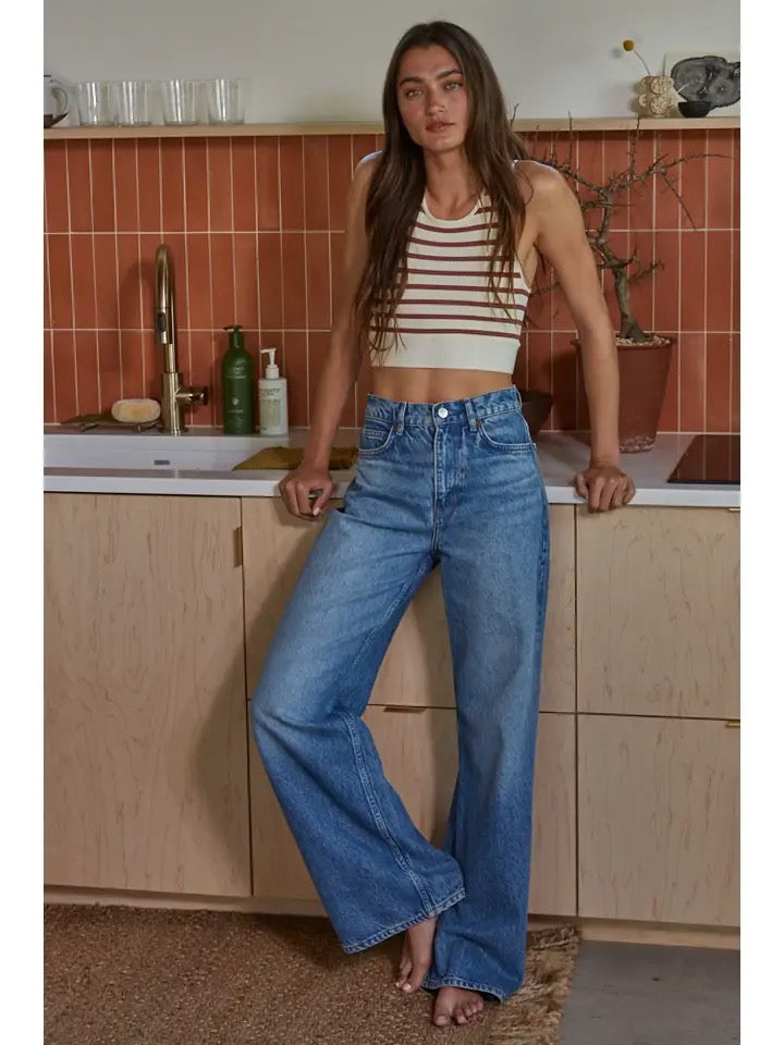 Knit Seamless Ribbed Striped Racerback Brami