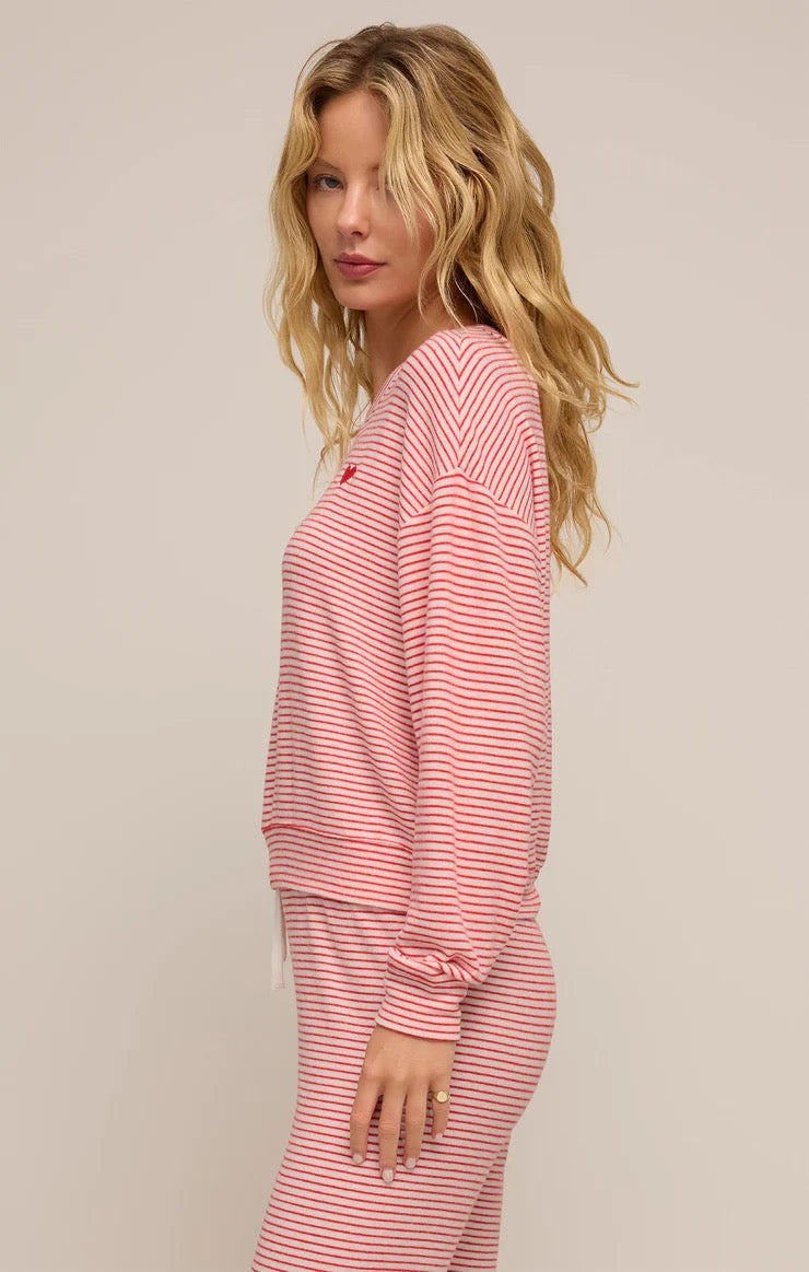 BISOUS STRIPE LONG SLEEVE TOP