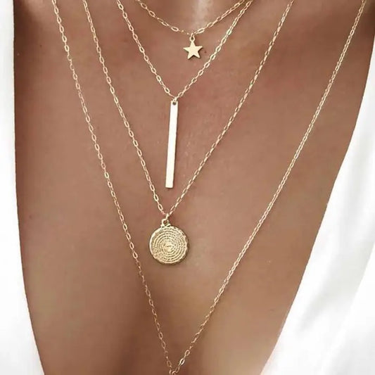 Boho Multi-Layered Pendant Necklace