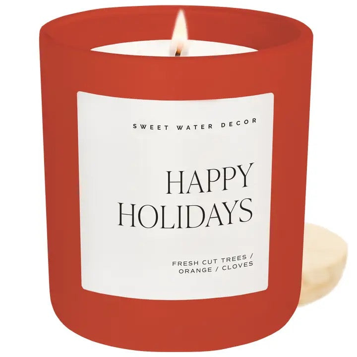 Happy Holidays 15 oz Soy Candle, Matte Jar