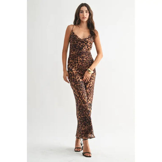 Leopard Print Maxi Slip Dress
