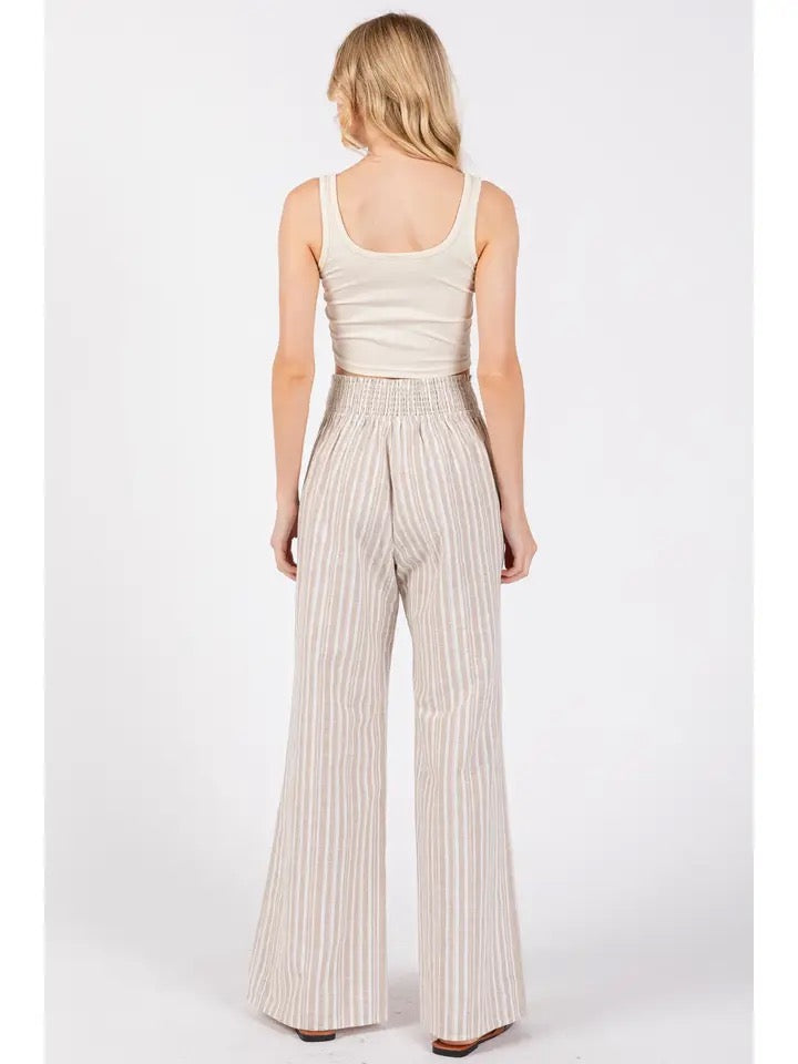 Smocked Waist Wide Leg Pants