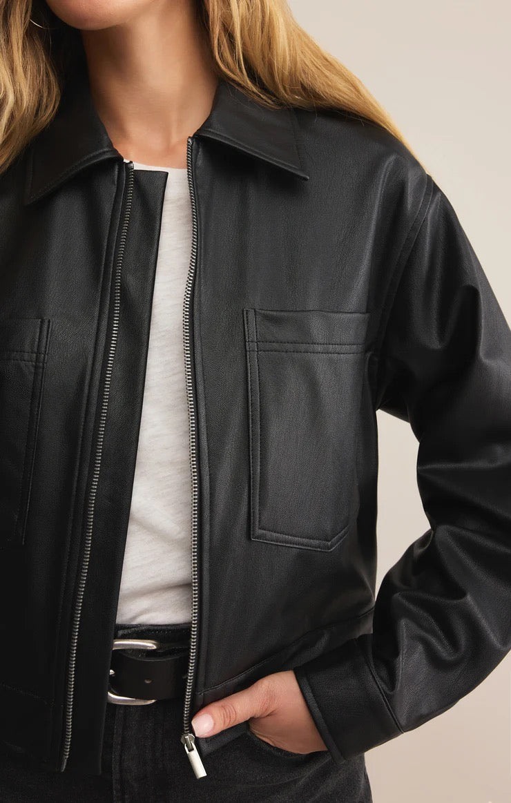 HERITAGE FAUX LEATHER JACKET