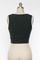 RIBBED KNIT ROUND NECK CROPPED TOP