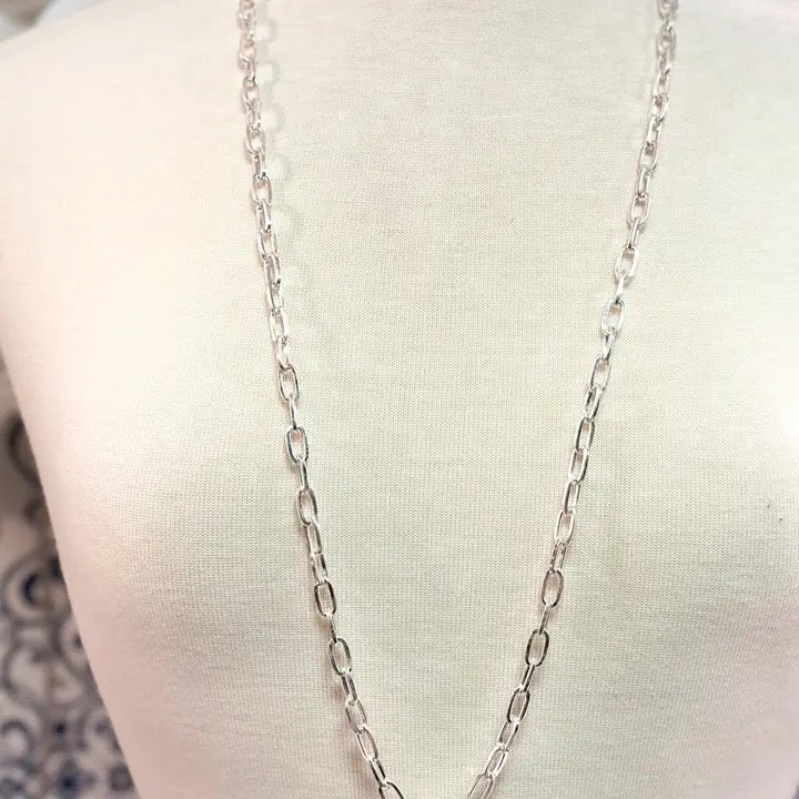 Long Chain Link Necklace with Toggle