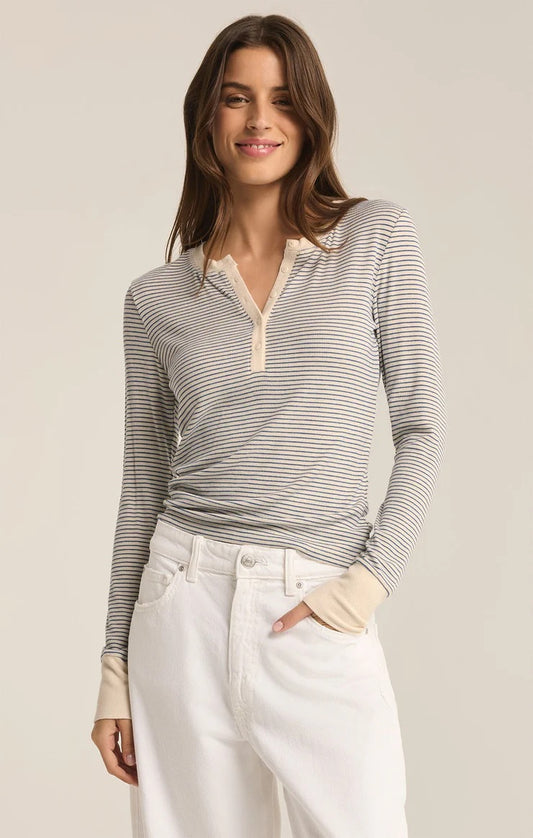 SCARLETT STRIPE RIB HENLEY