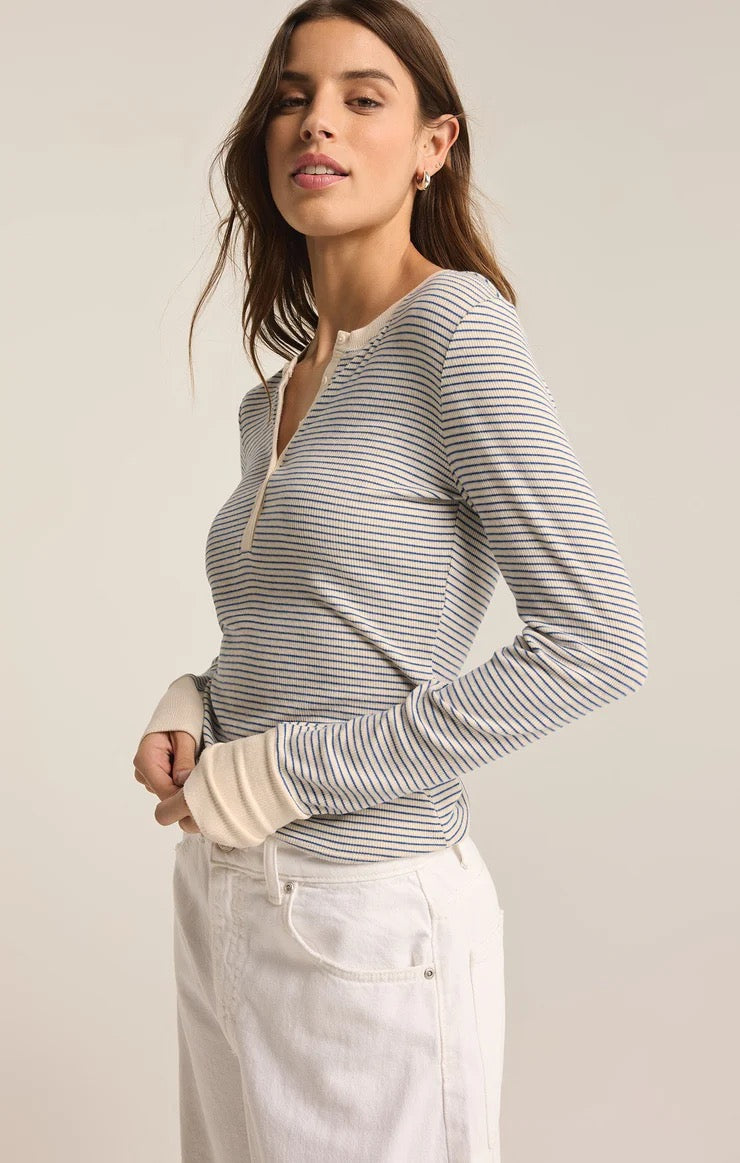 SCARLETT STRIPE RIB HENLEY