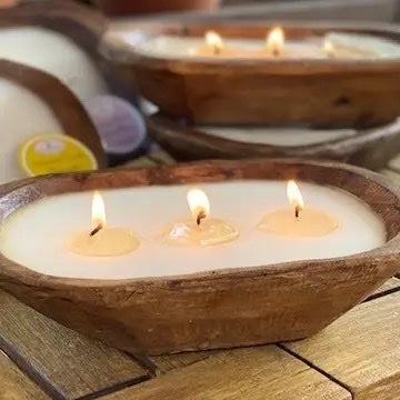 9" Petite Wood Bowl Candle