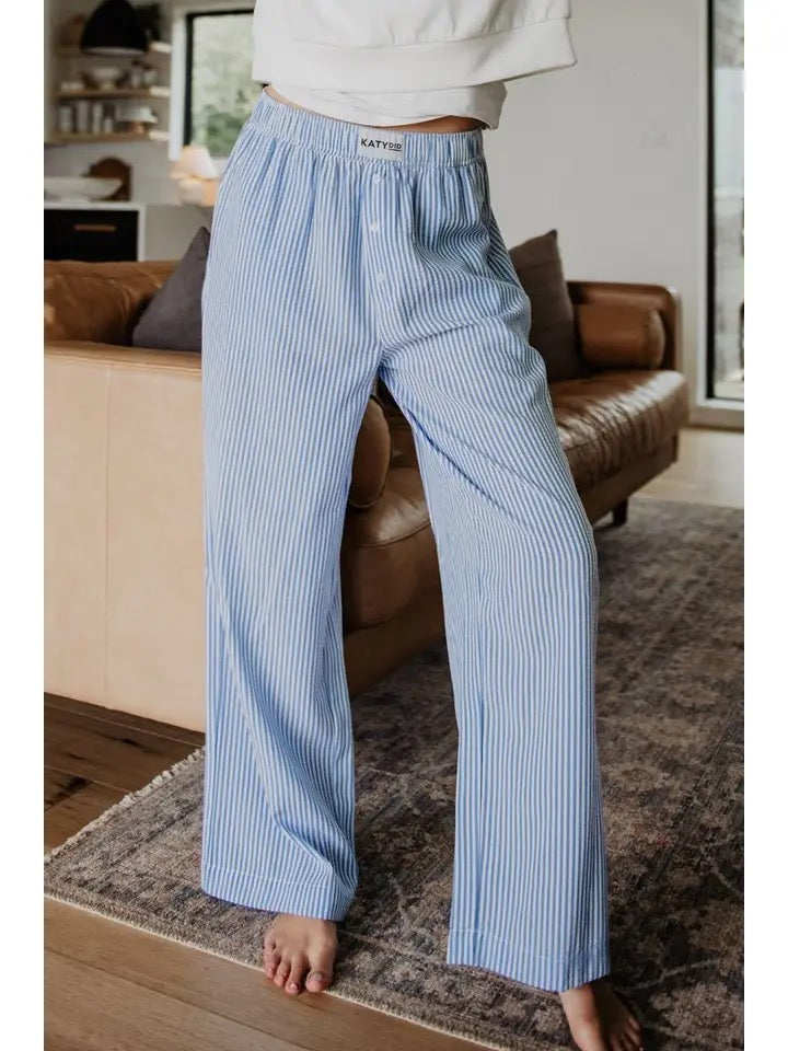 Blue Striped Boxer Casual Lounge Pants
