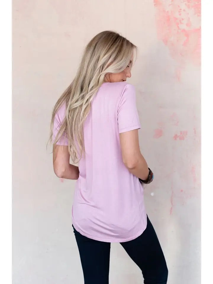 Scoop Neck Bralette Tee - Pink