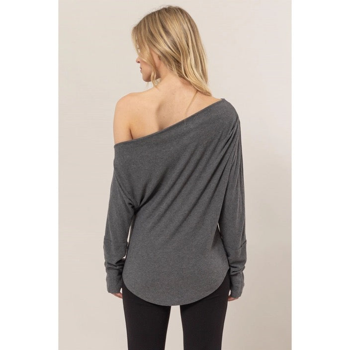 Chase Around Rib Knit One-Shoulder Top