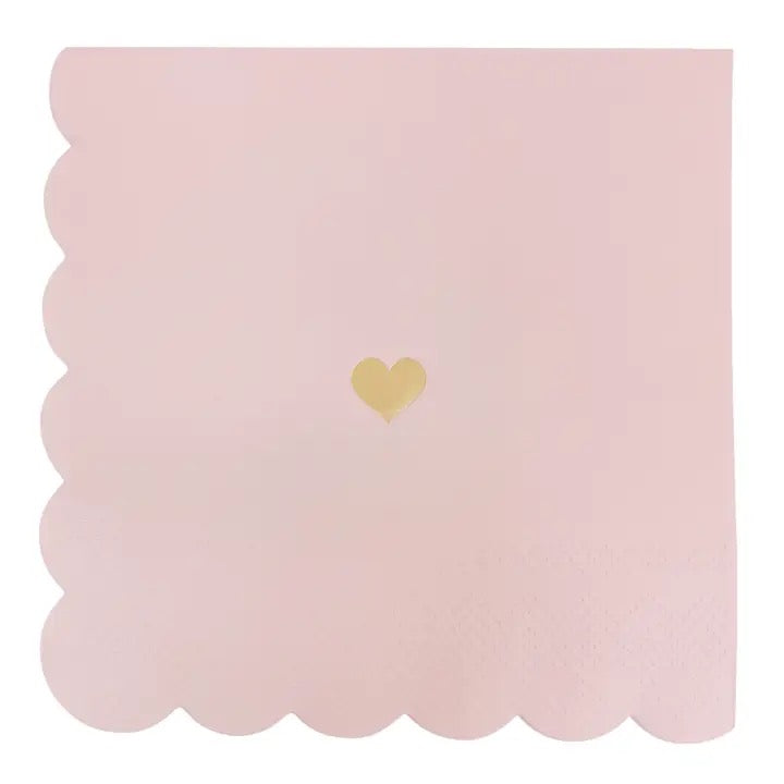 Pink w/ Gold Foil Heart Cocktail Napkins