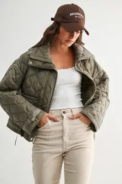 Quilted Puffer Jacket with Adjustable Hem