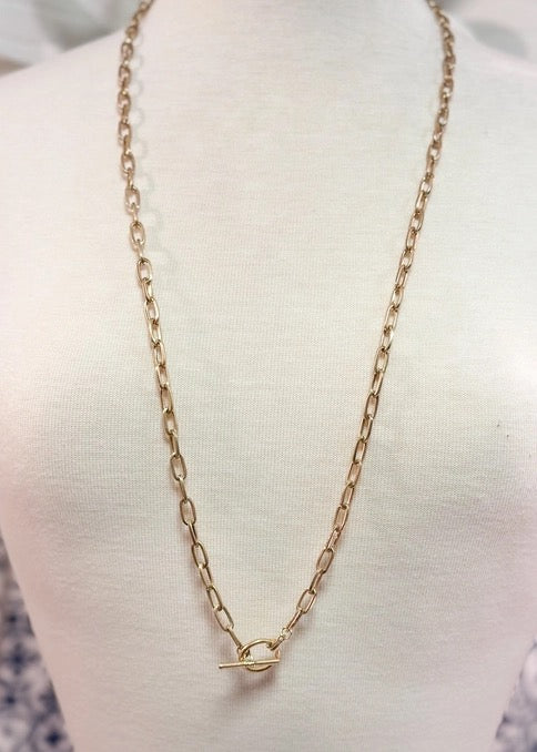 Long Chain Link Necklace with Toggle