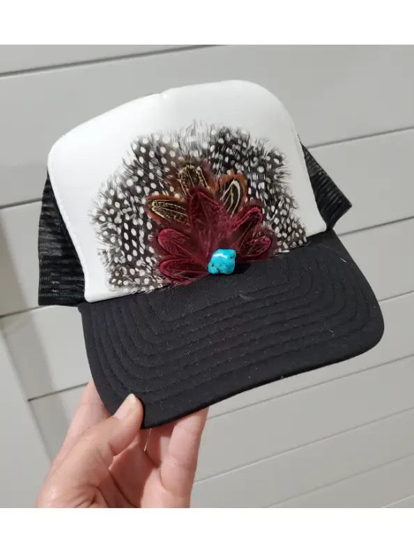 Western Feather Crown Trucker Hat