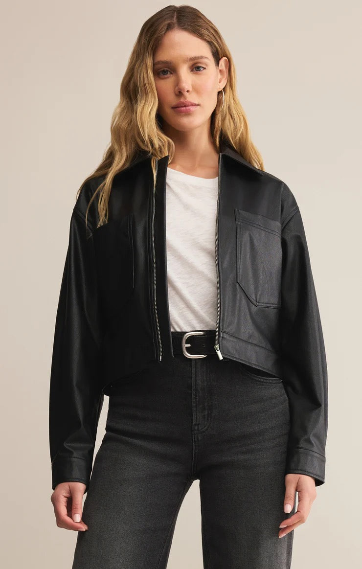 HERITAGE FAUX LEATHER JACKET