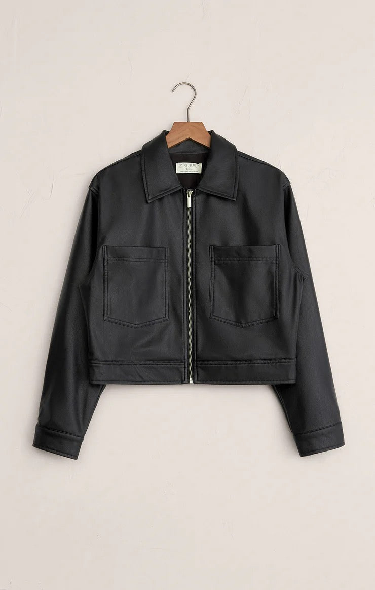 HERITAGE FAUX LEATHER JACKET