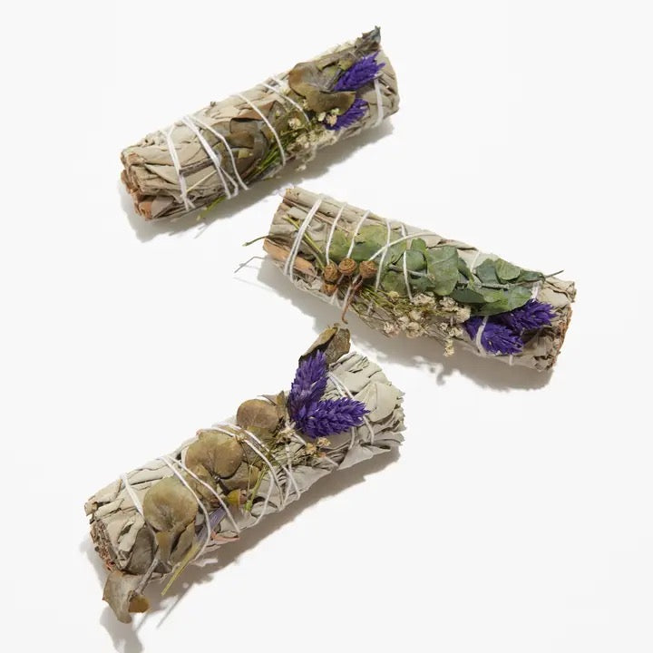 White Sage, Lavender + Eucalyptus Dollar Smudge Wand