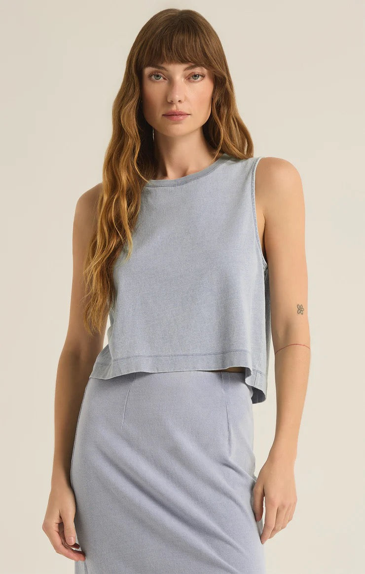 SLOANE JERSEY DENIM MUSCLE TANK