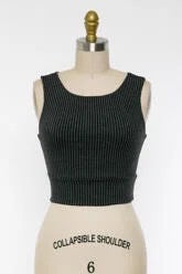 RIBBED KNIT ROUND NECK CROPPED TOP