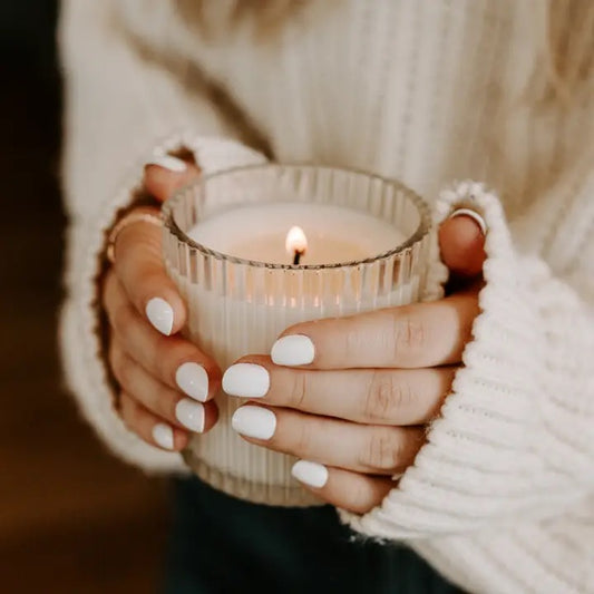 Cozy Season 12 oz Soy Candle, Fluted Ribbed Jar