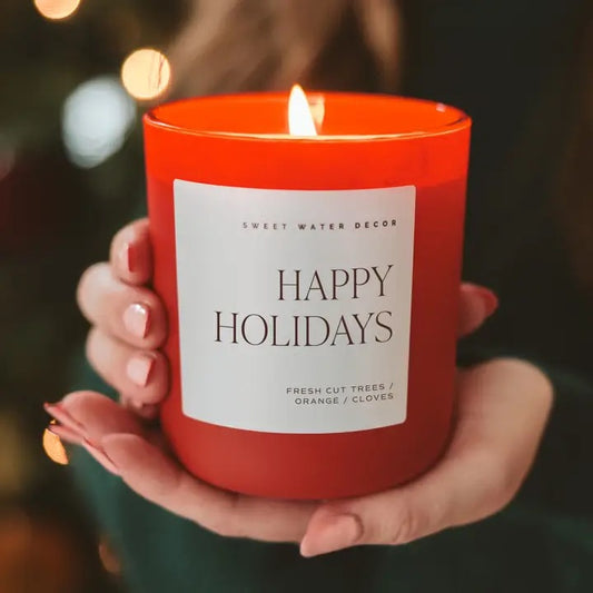 Happy Holidays 15 oz Soy Candle, Matte Jar